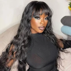 Body Wave Human Hair Wigs with Bangs