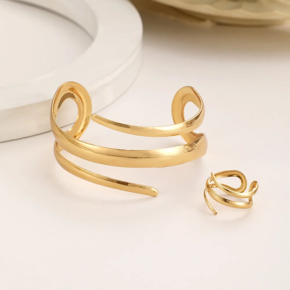 European and American Thick Bracelet and Ring Jewelry Set - Image 9