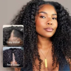 Alternative view of Deep Curly U Part Wig Human Hair