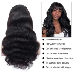 Alternative view of Body Wave Human Hair Wigs with Bangs