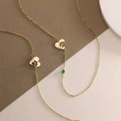 Alternative view of Engraved Name Paw Print Heart Necklace