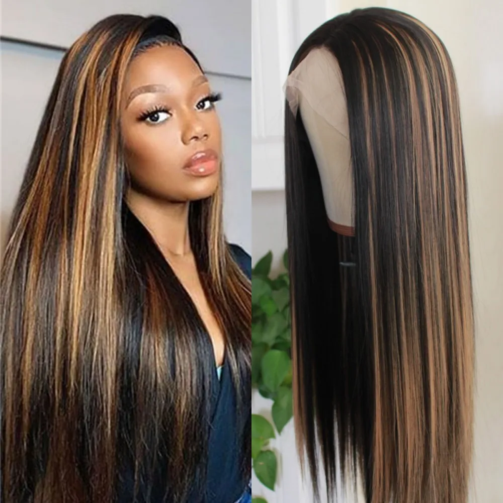 Lace Frontal Long Straight Brown Colored Wigs - Image 14