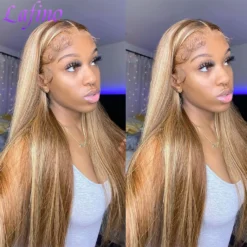 Highlight Wig Human Hair Bone Straight Blond