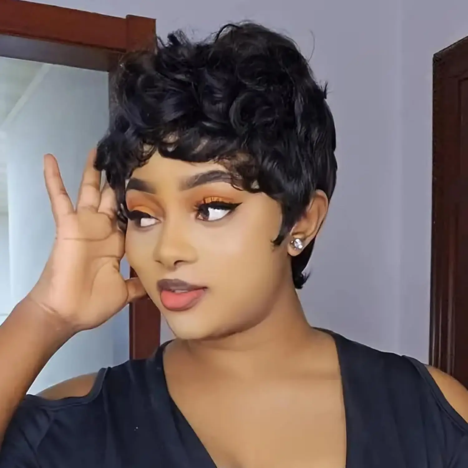 Human Hair Wig – Machine-Made, Vibrant Color Finish