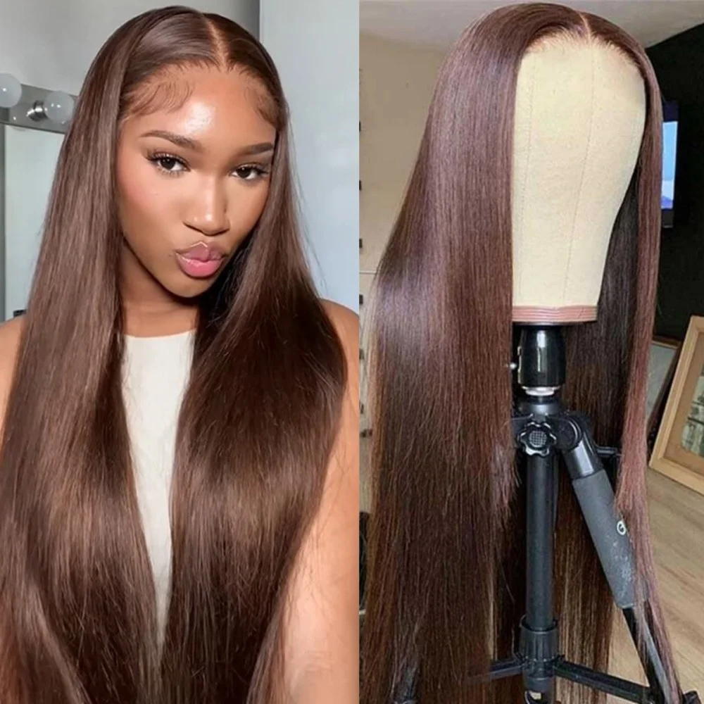 Lace Frontal Long Straight Brown Colored Wigs