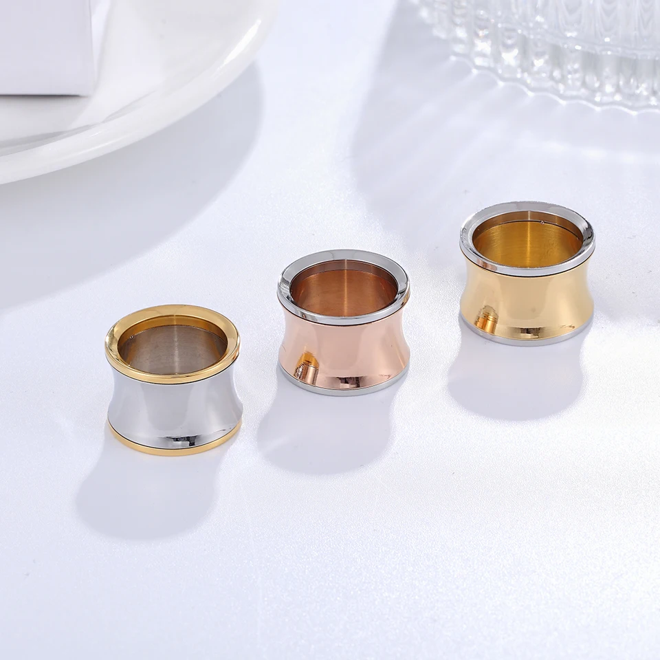 Classic Design Gold Silver Color Smooth Stainless Steel Ring For Men And Women - Image 4