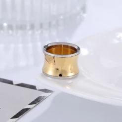 Alternative view of Classic Design Gold Silver Color Smooth Stainless Steel Ring For Men And Women