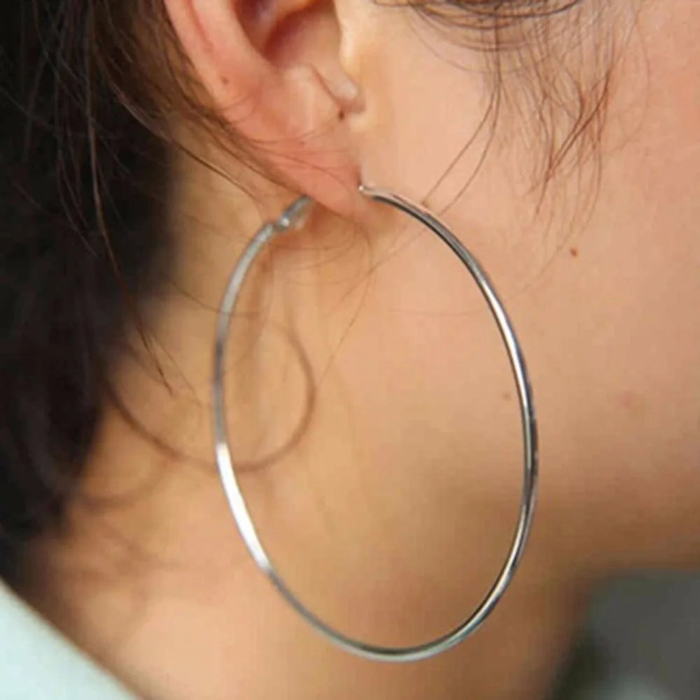 Trendy Large Hoop Earrings - Image 2