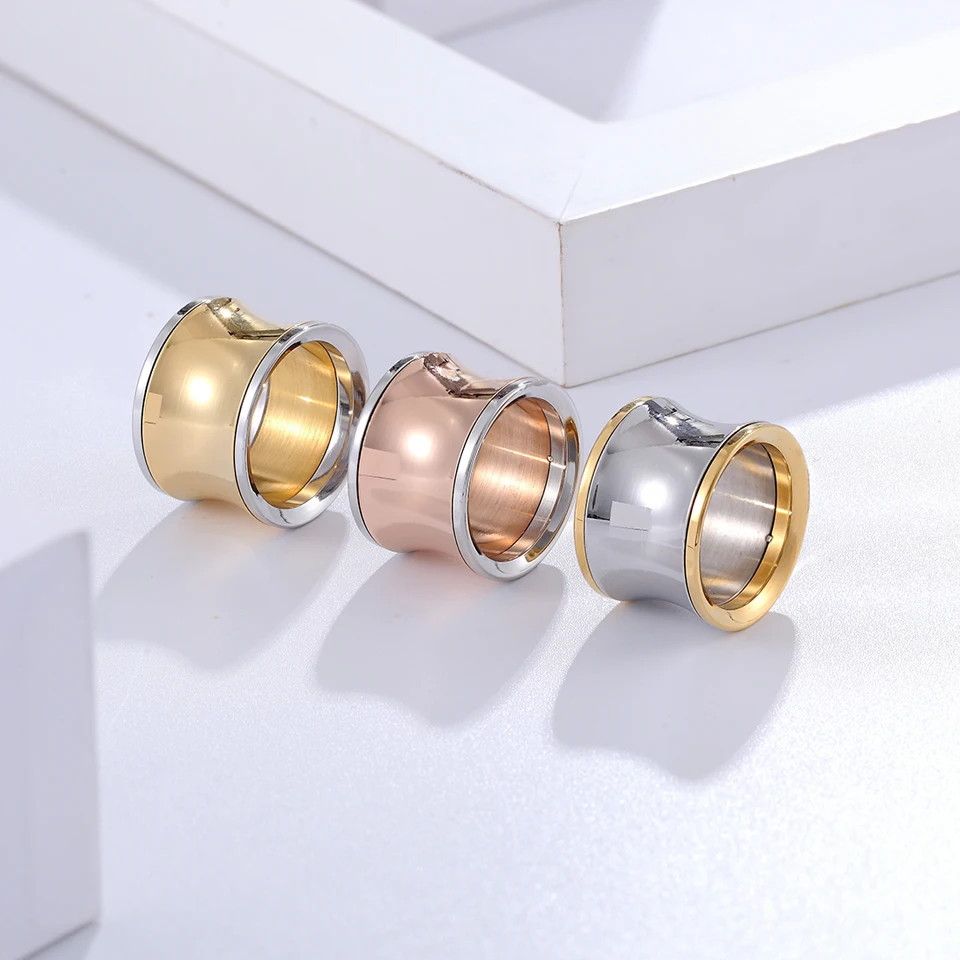Classic Design Gold Silver Color Smooth Stainless Steel Ring For Men And Women - Image 3
