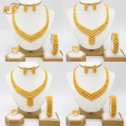 Dubai Gold Necklace & Bracelet Set – Ethiopian Arabic Charm Choker