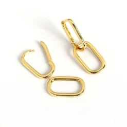 Alternative view of Minimalist Double Oval Huggie Hoop Earrings