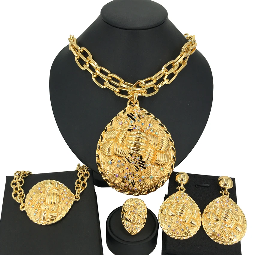 Brazilian Dubai Italian Gold Plated Jewelry Set - Image 4