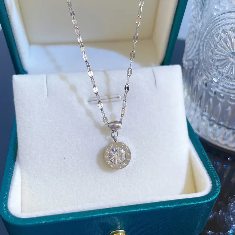 Classic Roman Numeral Stainless Steel Pendant Necklace - Image 15