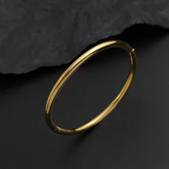 Classic simple O-shaped gold-plated stainless steel women's bracelet, waterproof and rust-free.