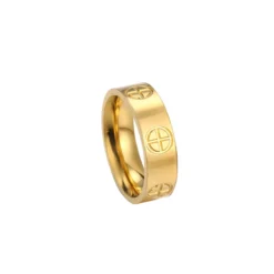 Alternative view of Fashion Classic Cross Stainless Steel Rings For Women Men Gold Color Luxury Jewelry Wedding Gift