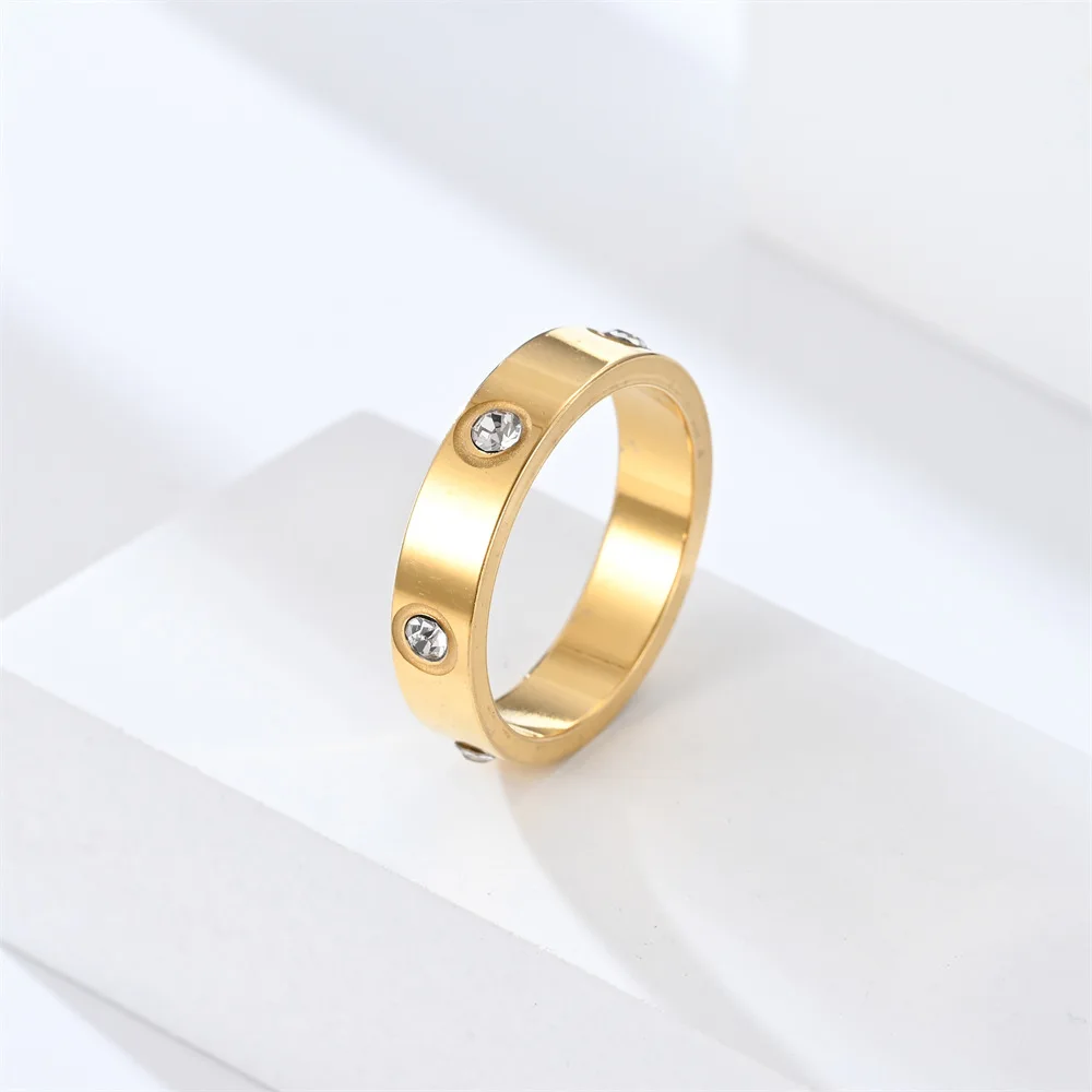 Classic Stainless Steel Zircon Ring with Simple Design for Men's and Women - Image 4