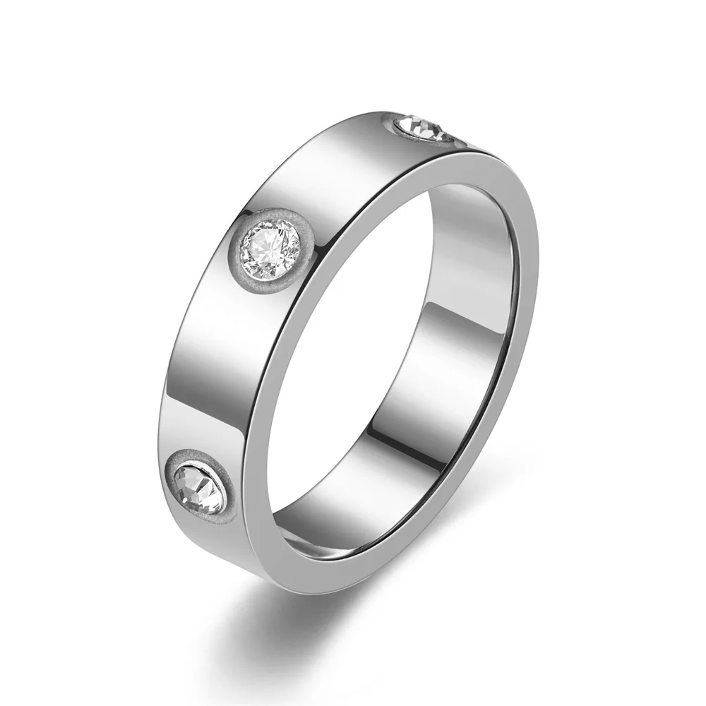 Classic Stainless Steel Zircon Ring with Simple Design for Men's and Women - Image 9