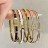 Steel Stainless Steel Bangles Zircon Gold Plated Bracelet
