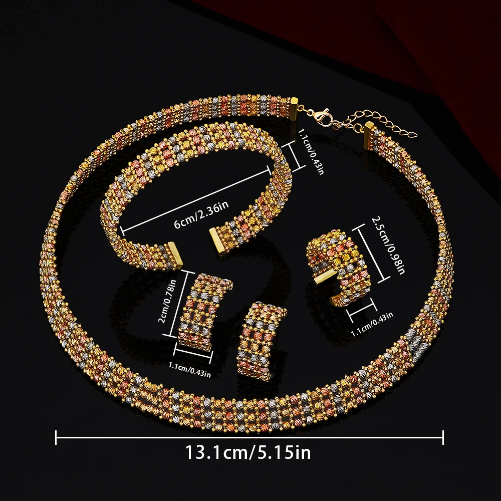 Handmade Gold Plated Dubai Arabic Bridal Jewelry Set for Women - Image 3