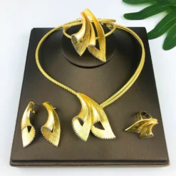 Italian 18K Gold Plated Two-Tone Jewelry Set for Women (4-Piece)