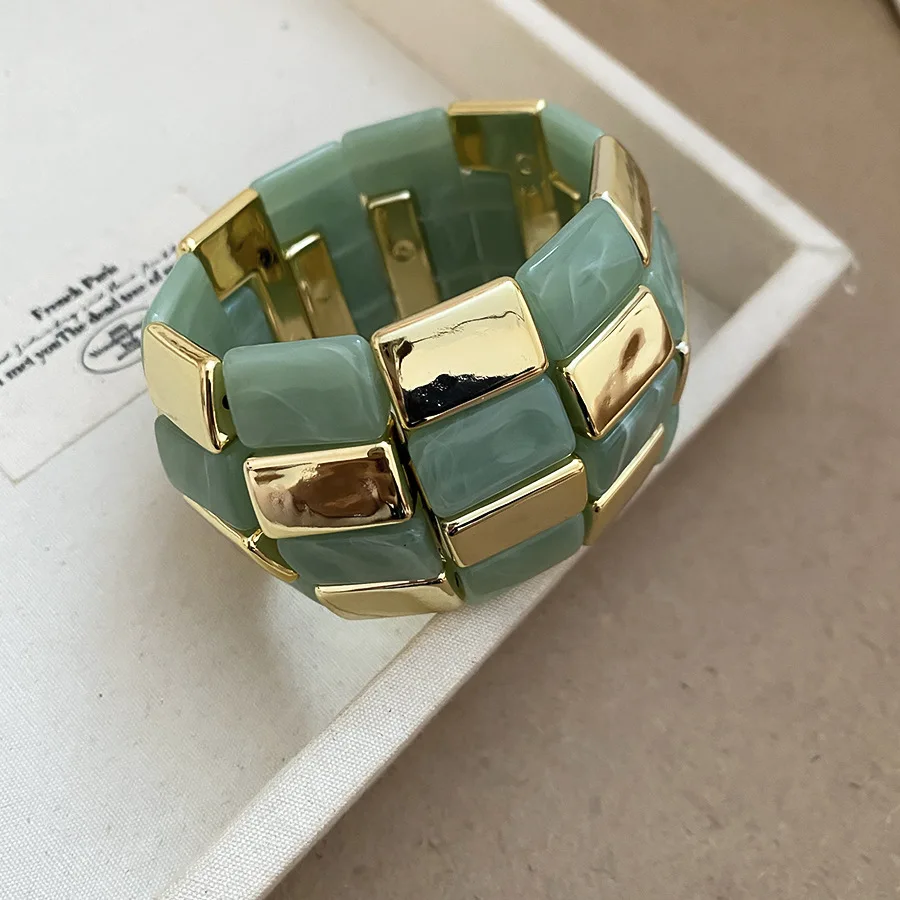 Acrylic Square Splicing Geometric Round Bangles - Image 8