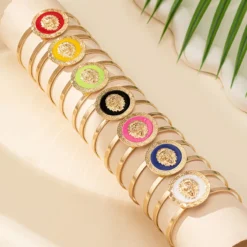 Alternative view of Gold-Plated Lion Head Cuff Bangle Bracelet for Women