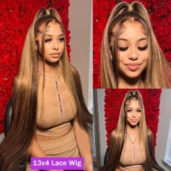 Alternative view of Highlight Wig 13x6 HD Lace Frontal Wig Natural Hairline Pre-Plucked 30 Inch 13x4 Honey Blonde Straight Lace Front Wigs Human Hair