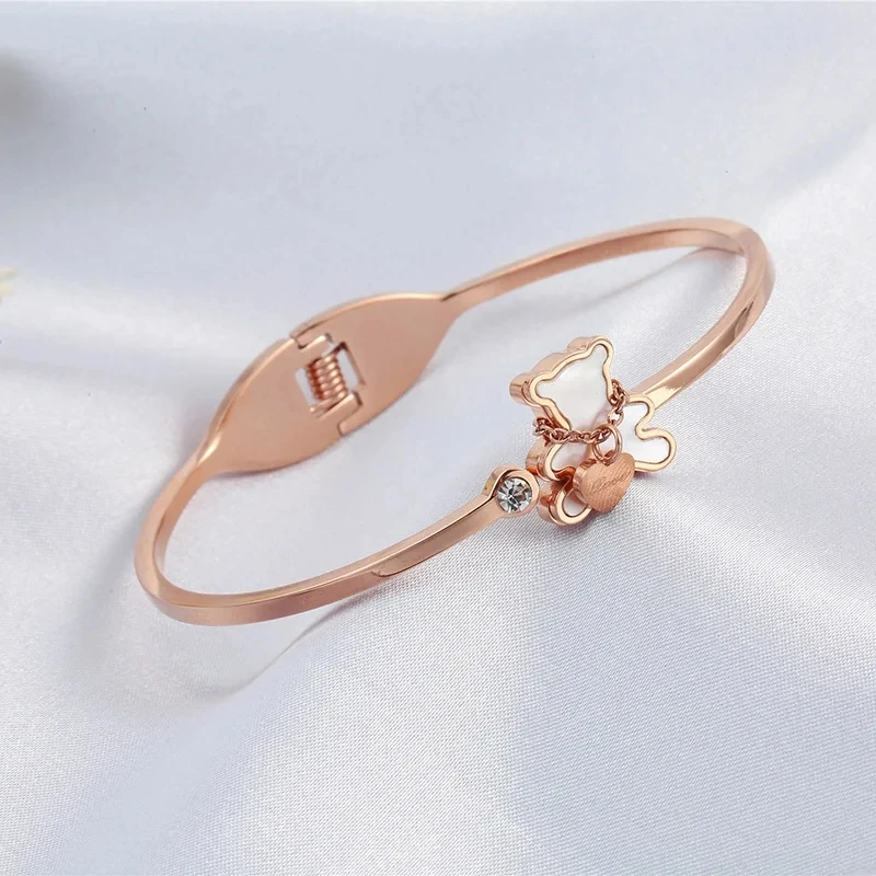 3-Piece Bear Charm Stainless Steel Jewelry Set - Image 10