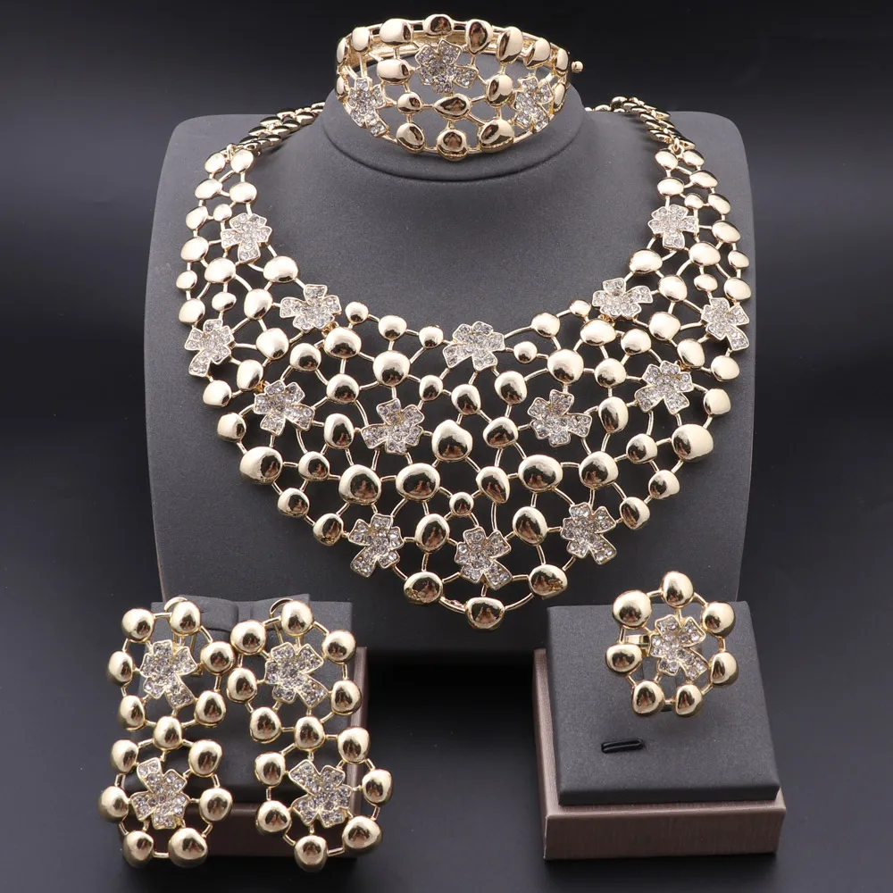 Elegant Dubai Silver-Plated Jewelry Set – Necklace, Bracelet, Earrings & Ring for Women - Image 7