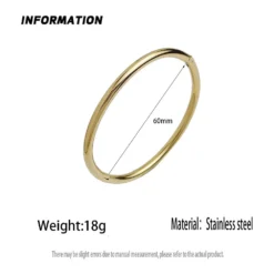 Alternative view of Classic simple O-shaped gold-plated stainless steel women's bracelet, waterproof and rust-free.