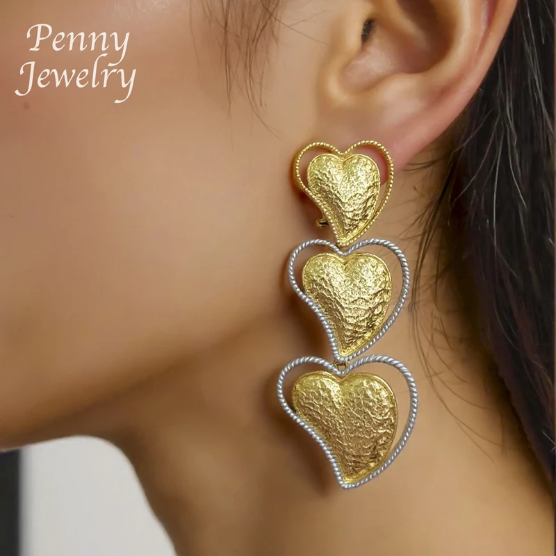 Luxury Heart Shaped Big Choker Gold Plated Jewelry Set - Image 3
