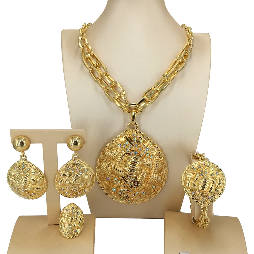 Brazilian Dubai Italian Gold Plated Jewelry Set - Image 5