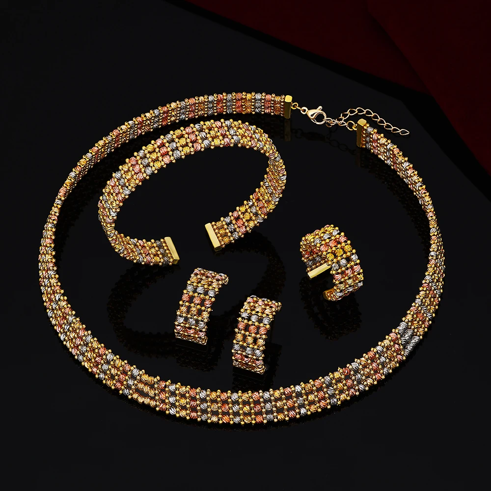 Handmade Gold Plated Dubai Arabic Bridal Jewelry Set for Women - Image 2