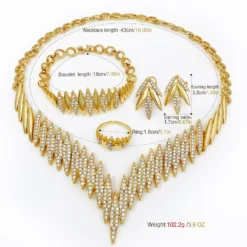 Alternative view of Fashion Gold Color Necklace & Earrings Jewelry Set for Women (4-Piece)