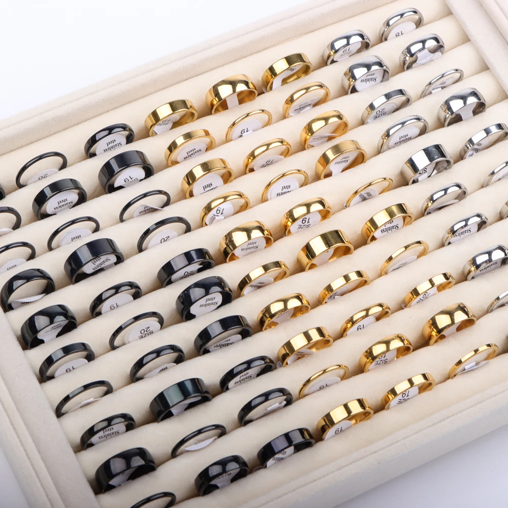 10/20PCS Classic Stainless Steel Rings – Mixed Styles - Image 7