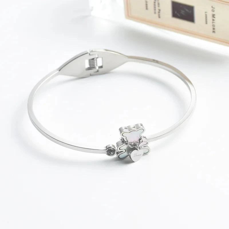 3-Piece Bear Charm Stainless Steel Jewelry Set - Image 7