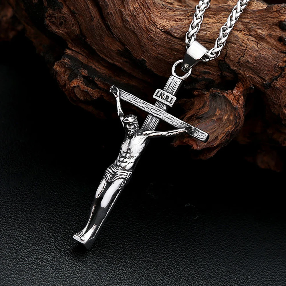 Jesus On The Cross Pendant Necklaces For Men Stainless Steel - Image 3