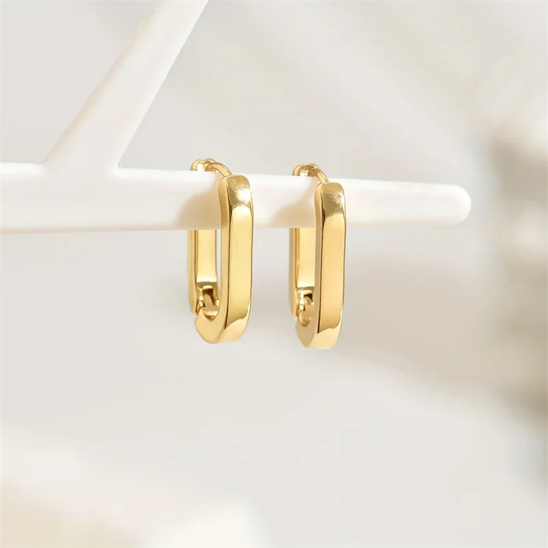 New Gold Color Square Hoop Earrings - Image 5
