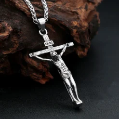 Jesus On The Cross Pendant Necklaces For Men Stainless Steel