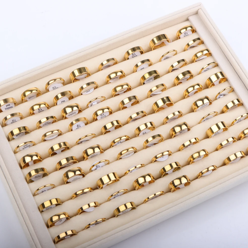 10/20PCS Classic Stainless Steel Rings – Mixed Styles - Image 3