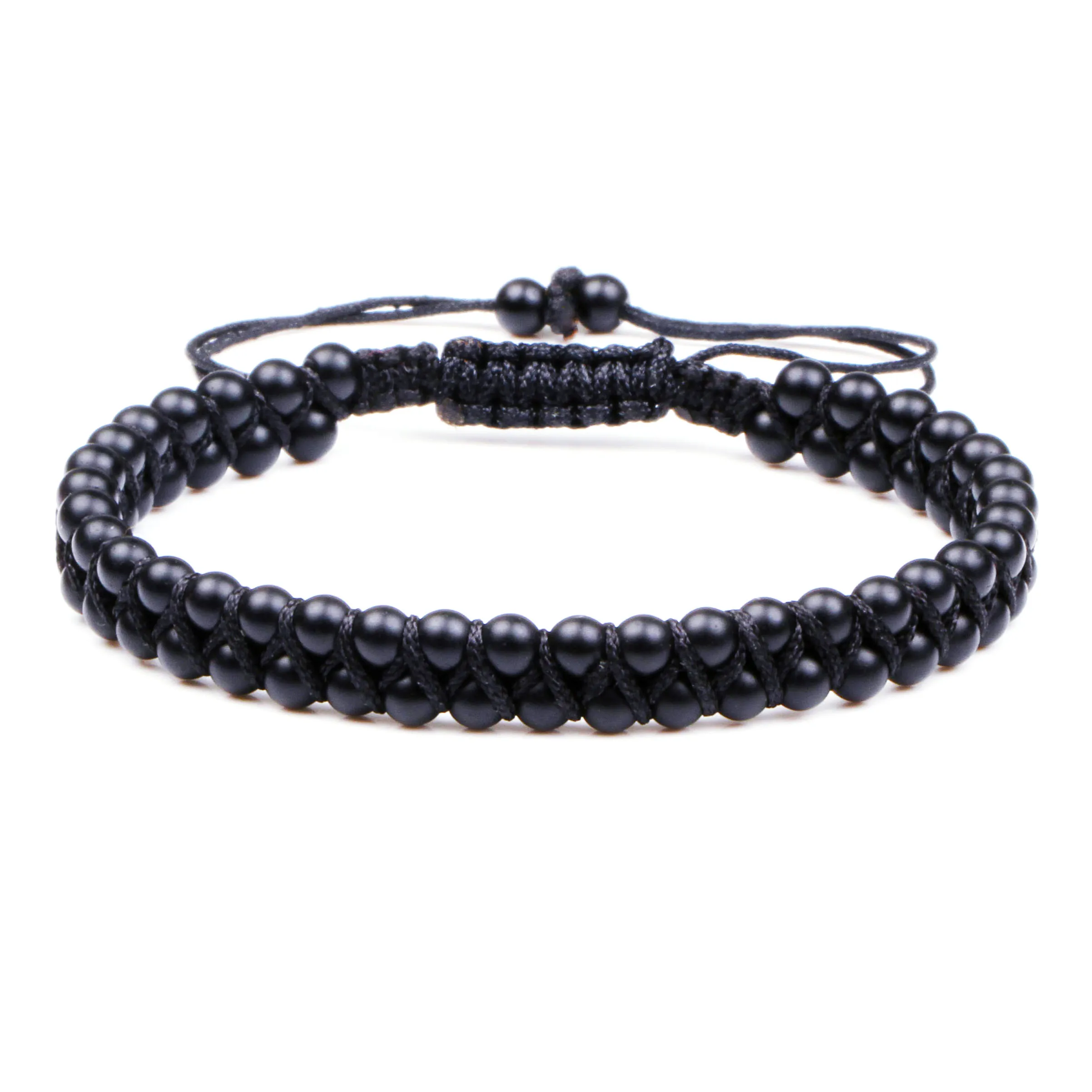 Classic Stainless Steel Men Bracelet 4MM Ball Beaded Stone - Image 5