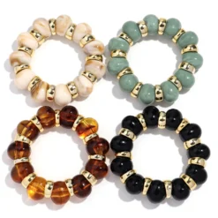 Trendy Acrylic Round Beads Elastic Bracelets/Bangle