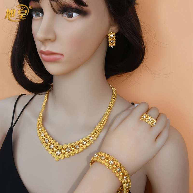 Dubai Gold Necklace & Bracelet Set – Ethiopian Arabic Charm Choker - Image 2