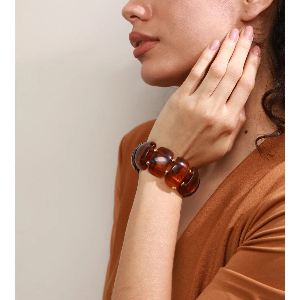 65mm Multi-Color Resin Wide Statement Bracelet Bangle - Image 3