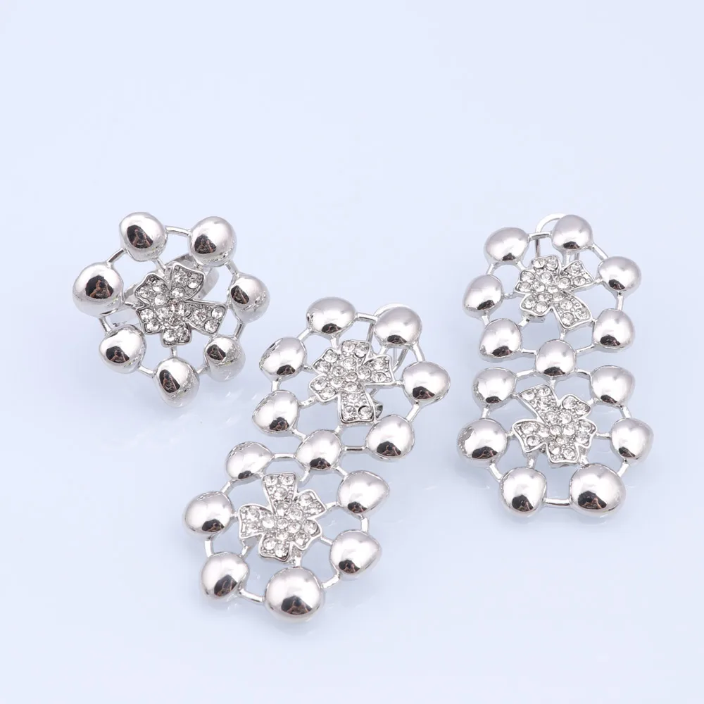 Elegant Dubai Silver-Plated Jewelry Set – Necklace, Bracelet, Earrings & Ring for Women - Image 5