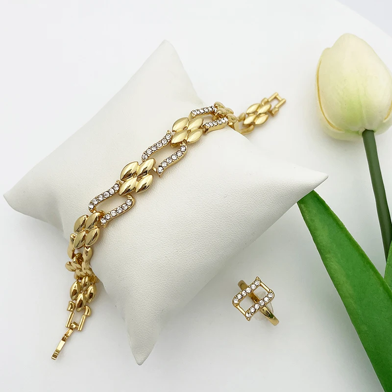 Dubai Gold Color Cuban Necklace & Earrings Jewelry Set for Women - Image 5