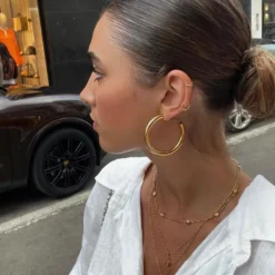 Alternative view of Punk Gold Hollow Hoop Earrings