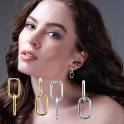 Minimalist Double Oval Huggie Hoop Earrings