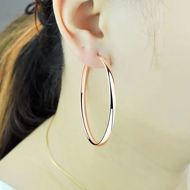 18K Gold Plated Hoop Earrings For Women 925ng Silver - Image 3
