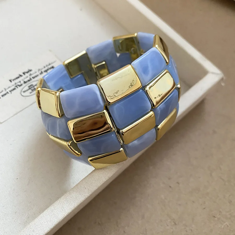 Acrylic Square Splicing Geometric Round Bangles - Image 7